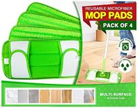 AIDEA Reusable Microfibre Mop Refill Pads Compatible with Flash Speedmop, Machine Washable Floor Mop Pad Refills, Mop Head Replacements for Multi-Surface Wet & Dry Cleaning, 4 Pack