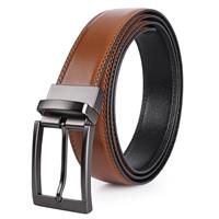 SUNYA Leather Belt for Men. 1 1/3 For Mens Dress Casual Pant. Sides Reversible