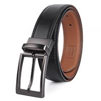 SUNYA Leather Belt for Men. 1 1/3 For Mens Dress Casual Pant. Sides Reversible