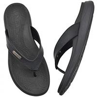 ONCAI Flip Flops for Women, Comfortable Leather Strap Orthotic Arch Support Summer Beach Flip Flops with Soft Cushion Yoga Foam Rubber Soles UK Size 3-10
