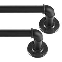 Black Curtain Poles for Eyelet Curtains, Industrial Curtain Pole Metal Extendable, Industrial Curtain Rod for Windows 80cm-218cm, Room Dividers Curtain Rail.