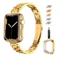 chuangshiji Metal Strap Compatible with Apple Watch Strap Series 9 8 7 6 5 4 3 2 1 SE, 45mm 44mm 42mm 41mm 40mm 38mm Adjustable Replacement for iWatch Strap Women and Men