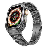 MioHHR Stainless Steel Watch Band with Case Compatible for Apple Watch Bands 38/40/41/42/44/45/46/49mm,Rugged Strap with Metal Protective Bumper Cover for iWatch Series 10/9/8/7/6/5/4/SE/3/2/1 for Men
