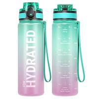 Sahara Sailor Leakproof Water Bottle 1L/500ML/750ML, Tritan BPA Free Motivational Sport Drinks Bottle with Clear Time Marker, Lock Cover, Easy Clean Brush, Durable for Gym, School, Cycling (1 Bottle)