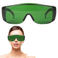 FREEMASCOT IPL 200nm-2000nm Laser Eye Protection Glasses for Tanning, Laser Hair Removal, Red Light Therapy (Green)