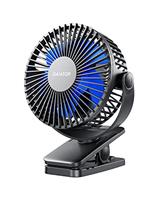 gaiatop Portable Clip on Fan Battery Operated, Small Powerful USB Desk Fan, 3 Speed Quiet Rechargeable Mini Table Fan, 360 Rotate Personal Cooling Fan for Home Office Stroller Camping Black Blue