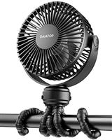 gaiatop Mini Portable Pram Fan, Rechargeable Small Clip on Fan for Stroller, Detachable 3 Speed 360 Rotate Flexible Tripod Handheld Desk Cooling for Car Seat Crib Treadmill Travel Black