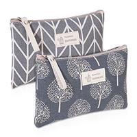 Canvas Cosmetic Bag, 2 PCS Portable Women Purses, Printed Ma