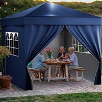 YITAHOME 3x3Meter Outdoor Pop Up Gazebo with Sides and Windows, Waterproof Folding Garden Canopy All Seasons Camping Gazebo Anti-UV with Adjustable Height Stakes Rope Carry Weight Bag