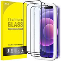 JETech Full Coverage Screen Protector for iPhone 12 mini 5.4-Inch, Black Edge Tempered Glass Film with Easy Installation Tool, Case-Friendly, HD Clear, 3-Pack