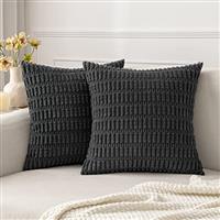 MIULEE Cushion Covers for Living Room Sofa and Bedroom Soft Corduroy Square Cushion Cover Boho Decor 18 x 18 inch 45x45 cm 2pieces
