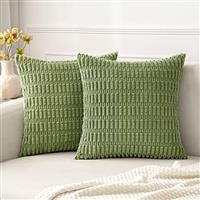 MIULEE Cushion Covers for Living Room Sofa and Bedroom Soft Corduroy Square Cushion Cover Boho Decor 18 x 18 inch 45x45 cm 2pieces