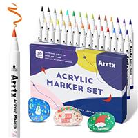 Arrtx Acrylic Marker Pen, Water Based Brush Tip Paint Markers for Stone, Glass, Easter Egg and Fabric Painting-Arts and Crafts for Adults
