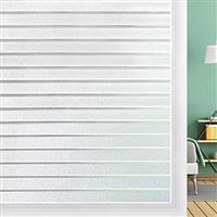 DOWELL Window Film Privacy Film for Glass Windows, Frosted Stripe Pattern Sticker Static Cling, Opaque Self Adhesive Glass Vinyl Decorative Covering Office Bathroom Home Temporary Blinds