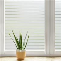 DOWELL Window Film Privacy Film for Glass Windows, Frosted Stripe Pattern Sticker Static Cling, Opaque Self Adhesive Glass Vinyl Decorative Covering Office Bathroom Home Temporary Blinds