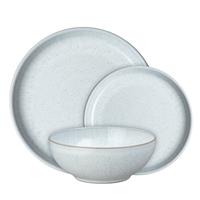 Denby - Halo Speckle Coupe Dinner Set For 4 - 12 Piece Ceramic Tableware - Dishwasher Microwave Safe Stoneware Crockery - Reactive Glaze, Grey - 4 x Dinner Plate, 4 x Medium Plate, 4 x Cereal Bowl