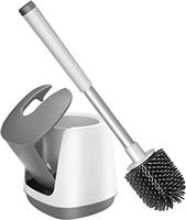 NileHome Silicone Toilet Brush with Holder - Ventilated Toilet Cleaner Brush for Bathroom with Silicone Bristles