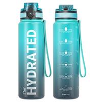 Sahara Sailor Leakproof Water Bottle 1L/500ML/750ML, Tritan BPA Free Motivational Sport Drinks Bottle with Clear Time Marker, Lock Cover, Easy Clean Brush, Durable for Gym, School, Cycling (1 Bottle)