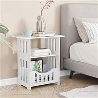 Dripex Slim End Table with Storage Shelf Basket, Narrow Bedside Table Small Spaces, 3-Tier Narrow Nightstand for Living Room, Bedroom, Bathroom, Balcony