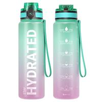 Sahara Sailor Leakproof Water Bottle 1L/500ML/750ML, Tritan BPA Free Motivational Sport Drinks Bottle with Clear Time Marker, Lock Cover, Easy Clean Brush, Durable for Gym, School, Cycling (1 Bottle)