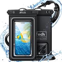 JETech Floating Waterproof Phone Pouch, 2 Pack Water Proof Case for iPhone 16e 16 15 14 13 12 Pro Max Plus, for Galaxy S25 S24 S23 Ultra and Others up to 7 Inch, IPX8 Dry Bag with Lanyard Black