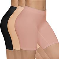 SIMIYA 3 Pack Anti Chafing Shorts Women Seamless Slip Shorts for Women Long Briefs Underwear Boyshorts Stretchy Safety Panty for Under Dresses Yoga Thigh Slimmers