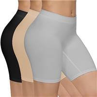 SIMIYA 3 Pack Anti Chafing Shorts Women Seamless Slip Shorts for Women Long Briefs Underwear Boyshorts Stretchy Safety Panty for Under Dresses Yoga Thigh Slimmers