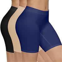 SIMIYA 3 Pack Anti Chafing Shorts Women Seamless Slip Shorts for Women Long Briefs Underwear Boyshorts Stretchy Safety Panty for Under Dresses Yoga Thigh Slimmers