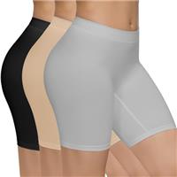 SIMIYA 3 Pack Anti Chafing Shorts Women Seamless Slip Shorts for Women Long Briefs Underwear Boyshorts Stretchy Safety Panty for Under Dresses Yoga Thigh Slimmers
