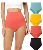 wirarpa Women's Cotton Knickers Super High waisted Briefs Ladies Underwear Full Coverage Panties 4 Pack