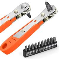 OSDUE Mini Ratchet Wrench, Right Angle Phillips Magnetic Screwdriver for Awkward Spaces, with 1/4 Inch Drive High Torque Offset Reversible Mini Ratcheting Offset Screwdriver, with Screwdriver Bits Set