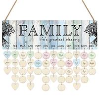 CHDITB Personalized Family Tree Birthday Reminder Board(16"x8"), Wooden Family Birthday Tracker Wall Hanging with 100 Tags, DIY Birthday Gifts for Mother Grandma Friends Family Birthday Calendar