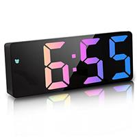 JQGO Digital Alarm Clock, Mirror Bedside Alarm Clocks Snooze with Temperature Date Time Display in Big Digit Brightness Adjustable USB & Battery Powered for Bedroom Home Office Travel Non-Mirror