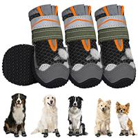 SlowTon Dog Boots for Injured Paws Waterproof, Breathable Dog Paw Protectors with Reflective Strip Dual Adjustable Washable Non-Slip Dog Shoes Comfortable Dog Snow Boot for Small Medium Large Dogs