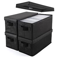 UENTIP CD Storage Boxes - Pack of 4 CD Case Storage - 13.2" x 5.9" x 5.3", Container holds 30 CDs in full jewel cases, 60 CDs in slim cases, and 165 discs in CD sleeves - Black