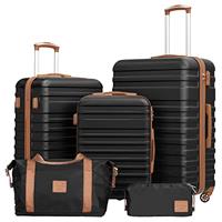COOLIFE Suitcase Trolley Carry On Hand Cabin Luggage Hard Shell Travel Bag Lightweight with TSA Lock,The Suitcase Included 1pcs Travel Bag and 1pcs Toiletry Bag