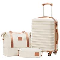 COOLIFE Suitcase Trolley Carry On Hand Cabin Luggage Hard Shell Travel Bag Lightweight with TSA Lock,The Suitcase Included 1pcs Travel Bag and 1pcs Toiletry Bag