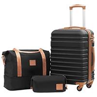 COOLIFE Suitcase Trolley Carry On Hand Cabin Luggage Hard Shell Travel Bag Lightweight with TSA Lock,The Suitcase Included 1pcs Travel Bag and 1pcs Toiletry Bag