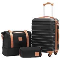 COOLIFE Suitcase Trolley Carry On Hand Cabin Luggage Hard Shell Travel Bag Lightweight with TSA Lock,The Suitcase Included 1pcs Travel Bag and 1pcs Toiletry Bag