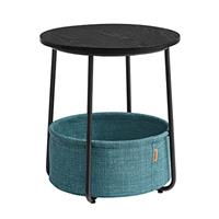 VASAGLE Side Table, Round End Table with Fabric Basket, Spacious, for Living Room Bedroom, Bedside Table, Modern Style