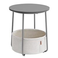 VASAGLE Side Table, Round End Table with Fabric Basket, Spacious, for Living Room Bedroom, Bedside Table, Modern Style