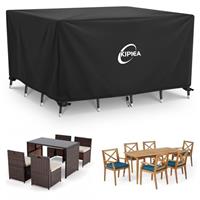 Kipiea Garden Furniture Covers - Waterproof, Heavy-Duty 420D Oxford Fabric Set Covers for Outdoor Table & Chairs, Patio Rattan Furniture Cover Windproof, Anti-UV, No Tear