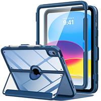 MoKo for iPad 11-inch (A16) 11th Generation Case 2025/ iPad 10th Generation Case with Pencil Holder 2022 10.9 inch, Built-in Screen Protector Clear Back, Multi Angle Viewing Stand, Sunny Sky Blue