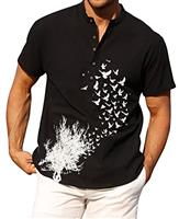 ELETOP Mens Linen Shirts Short Sleeve,Summer Linen Shirts Me