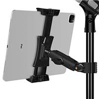 Peastrex Ipad Holder for Mic Stand, Tablet Phone Holder Micophone Music Stand Mount Adjustable Rotatabe with Super Handle Clamp for iPad Pro 12.9 Air Mini, Android, 4 to 15inch iPhones and Tablets