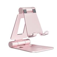 NULAXY Phone Stand, Fully Foldable Angle Height Adjustable Mobile Phone Holder Stand Dock Aluminum D