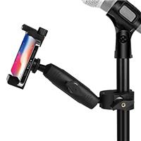 Music Boom Microphone Mic Stand Phone Holder Mount with Long Arm and Super Clamp 360 Rotation for Phone 14 13 12 11 MAX Pro Samsung Galaxy S22 S21 Google Pixel, 3.5 to 7" Smartphone