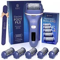 Electric Foot File Pedicure Feet Hard Skin Remover Foot Scraper Dry Dead Skin Remover Callus Exfoliator Rechargeable Feet Scrubber with 5 Replacement Rollers