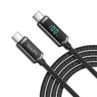 SOOPII 100W USB C to USB C Cable, Nylon Braided Type-C Cable with LED Display for lPad Mini/Air/Pro, MacBook Pro, Samsung Galaxy S22/S10, Pixel, LG