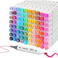 Tongfushop Colored Alcohol Markers Pens, Permanent Art Marker,Dual Tip Colouring Pens for Kids & Adults
